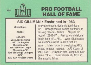 1985-88 Football Immortals #44 Sid Gillman Back