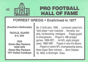 1985-88 Football Immortals #45 Forrest Gregg Back