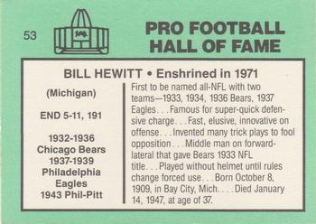 1985-88 Football Immortals #53 Bill Hewitt Back