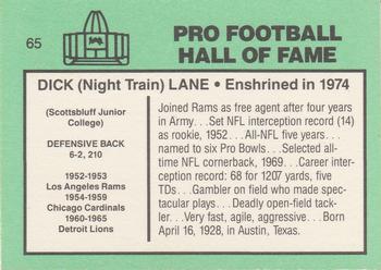 1985-88 Football Immortals #65 Dick (Night Train) Lane Back