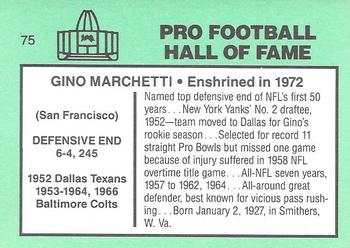 1985-88 Football Immortals #75 Gino Marchetti Back