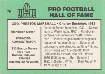 1985-88 Football Immortals #76 Geo. Preston Marshall Back