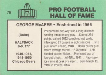 1985-88 Football Immortals #78 George McAfee Back