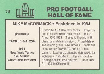 1985-88 Football Immortals #79 Mike McCormack Back