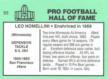 1985-88 Football Immortals #93 Leo Nomellini Back