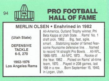 1985-88 Football Immortals #94 Merlin Olsen Back