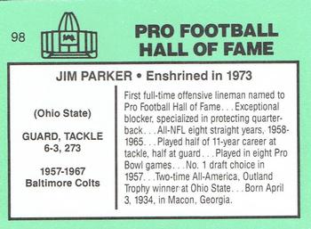 1985-88 Football Immortals #98 Jim Parker Back