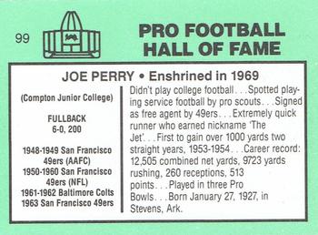 1985-88 Football Immortals #99 Joe Perry Back