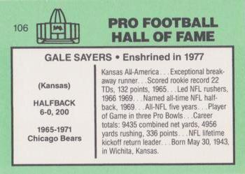 1985-88 Football Immortals #106 Gale Sayers Back