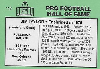 1985-88 Football Immortals #113 Jim Taylor Back