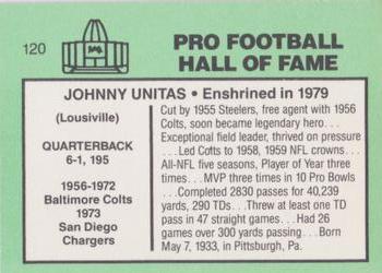 1985-88 Football Immortals #120 Johnny Unitas Back