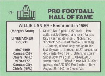 1985-88 Football Immortals #131 Willie Lanier Back