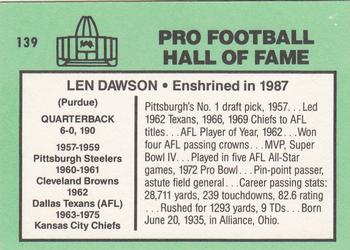 1985-88 Football Immortals #139 Len Dawson Back