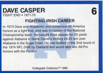 1990 Collegiate Collection Notre Dame #6 Dave Casper Back