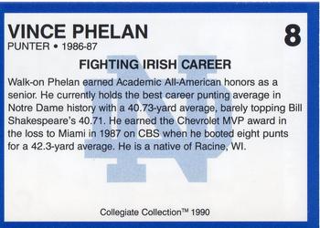 1990 Collegiate Collection Notre Dame #8 Vince Phelan Back