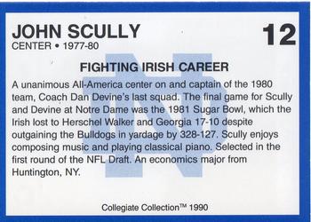 1990 Collegiate Collection Notre Dame #12 John Scully Back