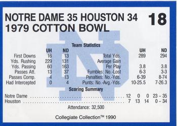 1990 Collegiate Collection Notre Dame #18 1979 Cotton Bowl Back