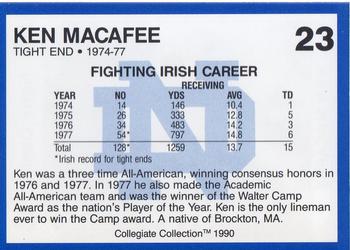 1990 Collegiate Collection Notre Dame #23 Ken MacAfee Back