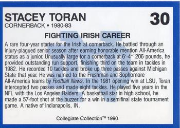 1990 Collegiate Collection Notre Dame #30 Stacey Toran Back