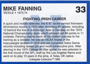 1990 Collegiate Collection Notre Dame #33 Mike Fanning Back
