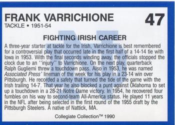 1990 Collegiate Collection Notre Dame #47 Frank Varrichione Back