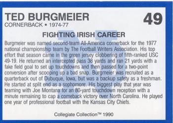 1990 Collegiate Collection Notre Dame #49 Ted Burgmeier Back
