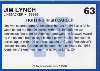 1990 Collegiate Collection Notre Dame #63 Jim Lynch Back
