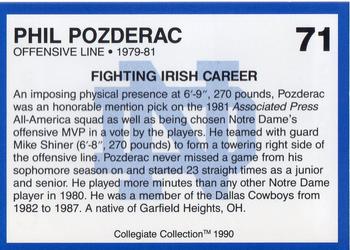 1990 Collegiate Collection Notre Dame #71 Phil Pozderac Back