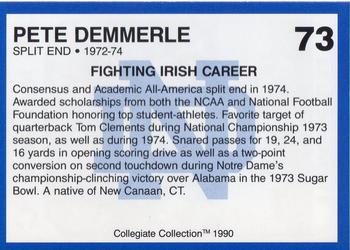 1990 Collegiate Collection Notre Dame #73 Pete Demmerle Back