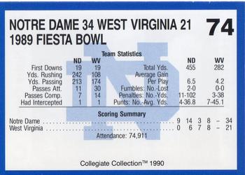 1990 Collegiate Collection Notre Dame #74 1989 Fiesta Bowl Back