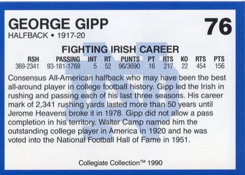 1990 Collegiate Collection Notre Dame #76 George Gipp Back