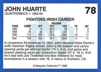 1990 Collegiate Collection Notre Dame #78 John Huarte Back