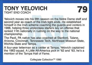 1990 Collegiate Collection Notre Dame #79 Tony Yelovich Back