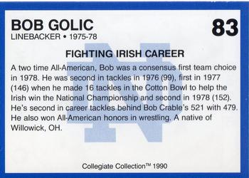 1990 Collegiate Collection Notre Dame #83 Bob Golic Back