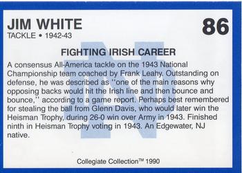 1990 Collegiate Collection Notre Dame #86 Jim White Back