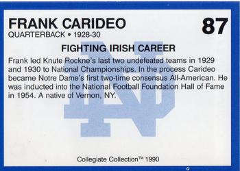 1990 Collegiate Collection Notre Dame #87 Frank Carideo Back