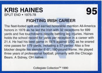 1990 Collegiate Collection Notre Dame #95 Kris Haines Back