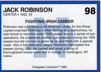 1990 Collegiate Collection Notre Dame #98 Jack Robinson Back