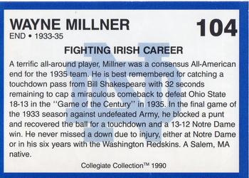 1990 Collegiate Collection Notre Dame #104 Wayne Millner Back