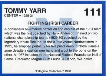 1990 Collegiate Collection Notre Dame #111 Tommy Yarr Back