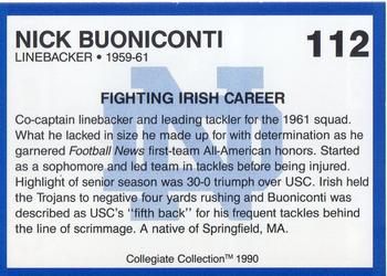 1990 Collegiate Collection Notre Dame #112 Nick Buoniconti Back