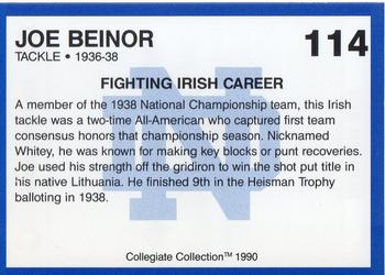 1990 Collegiate Collection Notre Dame #114 Joe Beinor Back