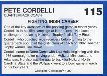 1990 Collegiate Collection Notre Dame #115 Pete Cordelli Back