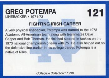 1990 Collegiate Collection Notre Dame #121 Gary Potempa Back