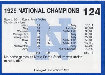 1990 Collegiate Collection Notre Dame #124 1929 National Champs Back