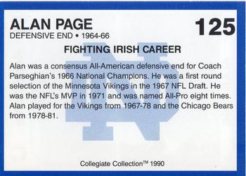 1990 Collegiate Collection Notre Dame #125 Alan Page Back