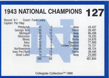 1990 Collegiate Collection Notre Dame #127 1943 National Champions Back