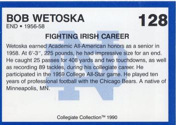 1990 Collegiate Collection Notre Dame #128 Bob Wetoska Back