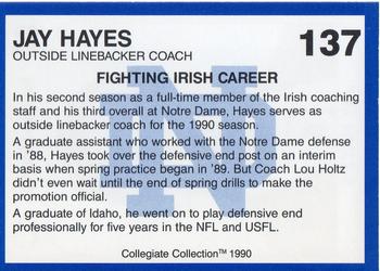 1990 Collegiate Collection Notre Dame #137 Jay Hayes Back