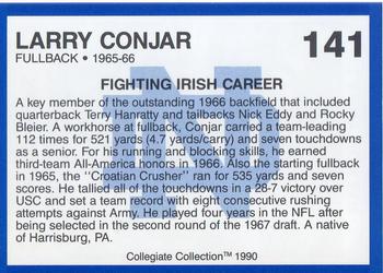 1990 Collegiate Collection Notre Dame #141 Larry Conjar Back